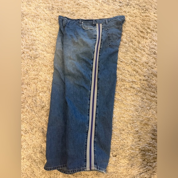 Vintage Levi’s SilverTab Jeans 42x32 Baggy Y2K Side Stripe Paint Splatter USA - Picture 2 of 12